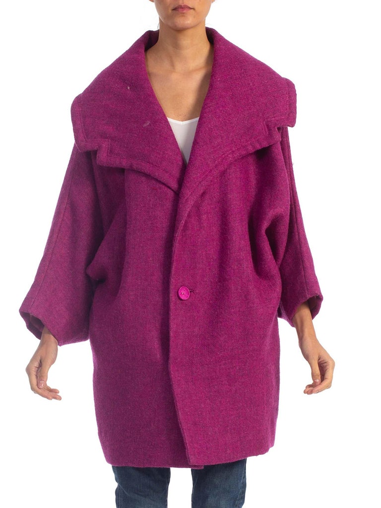1950'S Raspberry Pink Wool French Made Swing Coat For Sale at 1stDibs ...