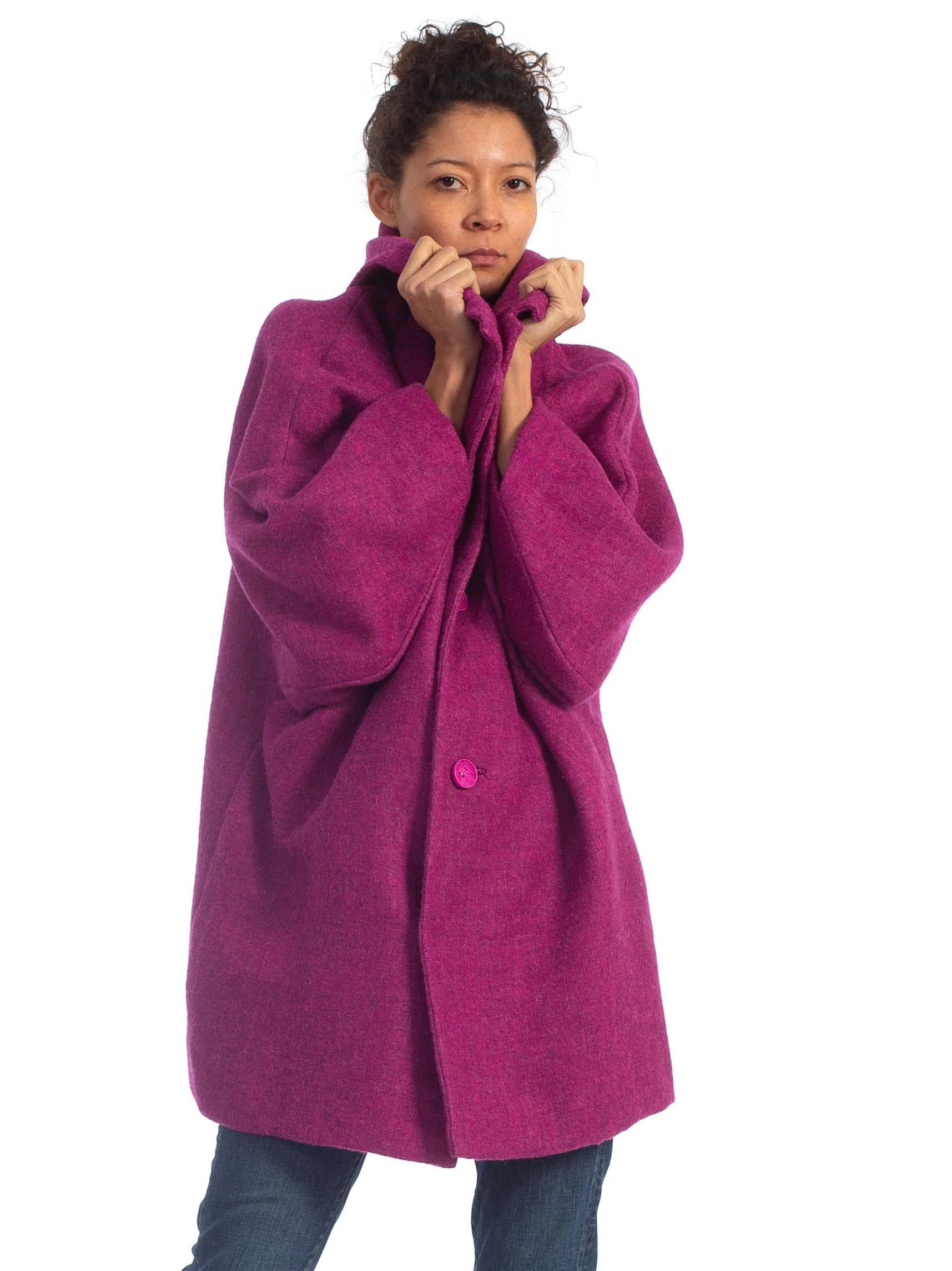 Women's 1950'S Raspberry Pink Wool French Made Swing Coat