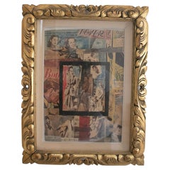 Used 1950s French Magazine Advertising Collage w/ Wooden Frame