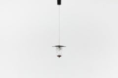 1950s French Mategot Style Pendant Light with Textured Glass