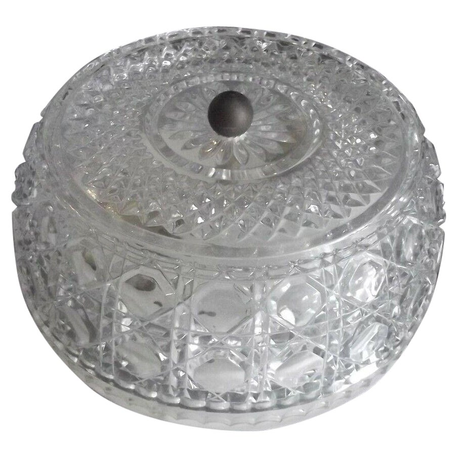 1950s French MCM "Diamond Series" Unmarked Baccarat Crystal Flush Mount Fixture