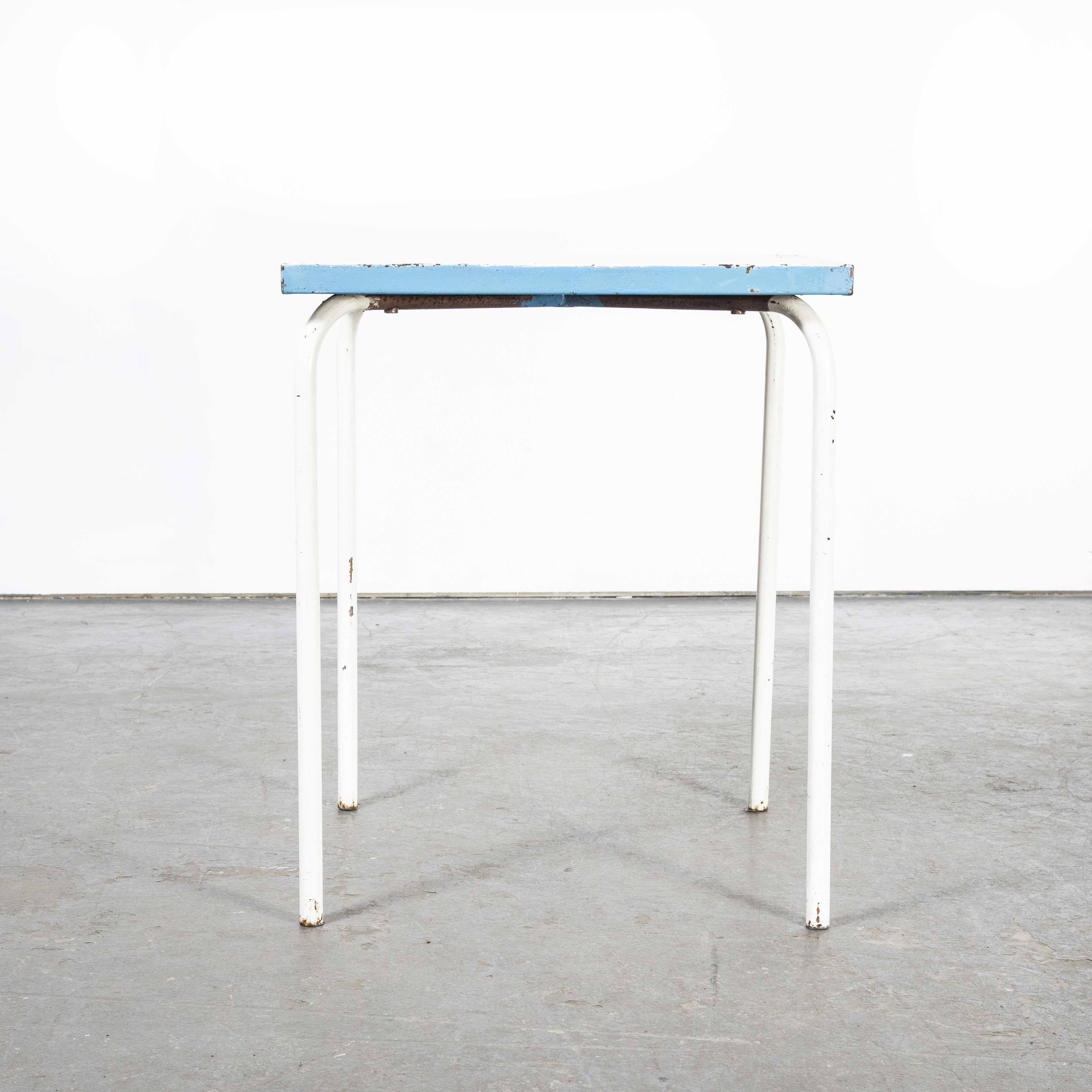 1950's French Metal Garden Table Blue and White 'Model 836' In Good Condition In Hook, Hampshire