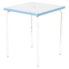 Vintage 1950's French Metal Garden Table Blue and White 'Model 836'