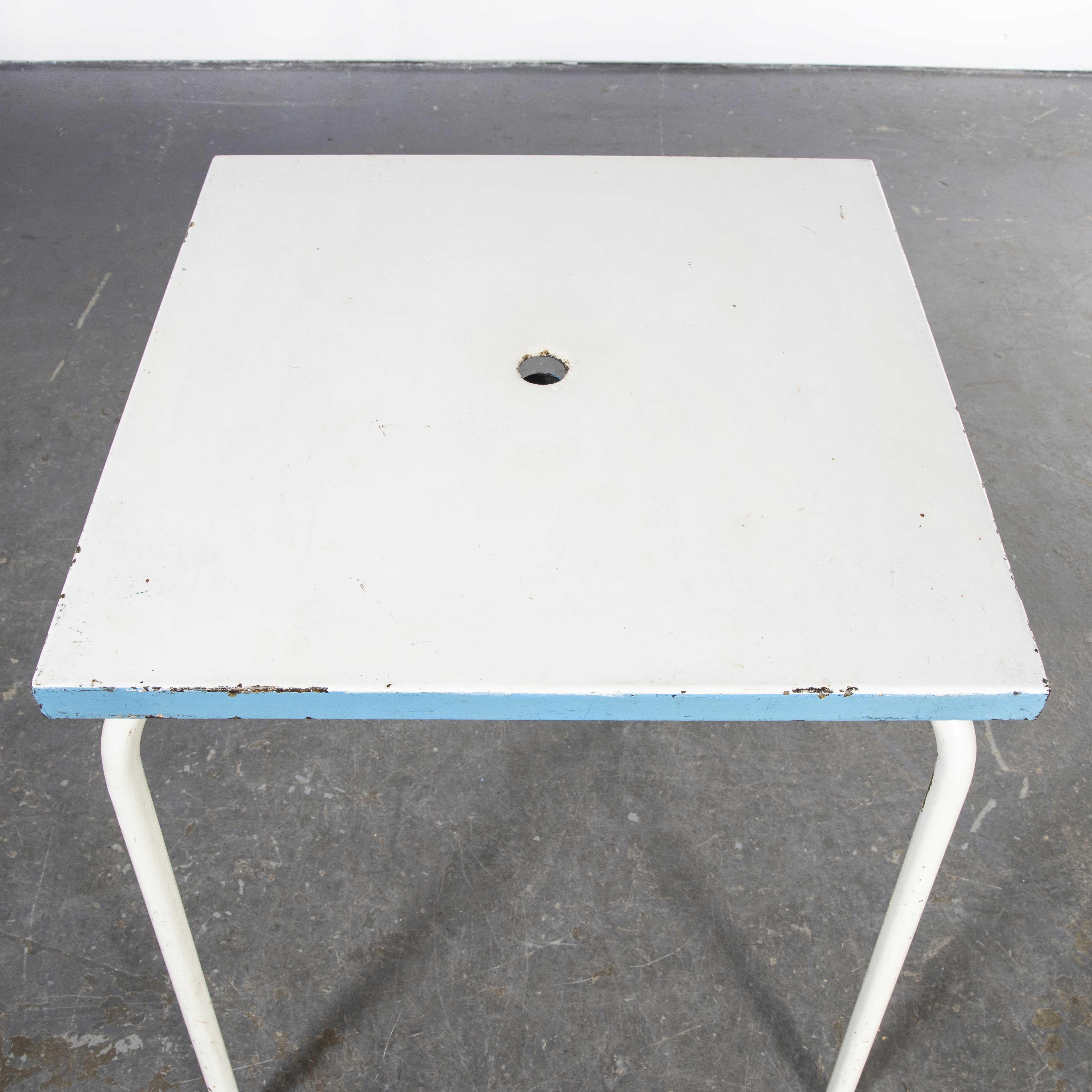 1950's French Metal Garden Table Blue and White 'Model 836.2' 1
