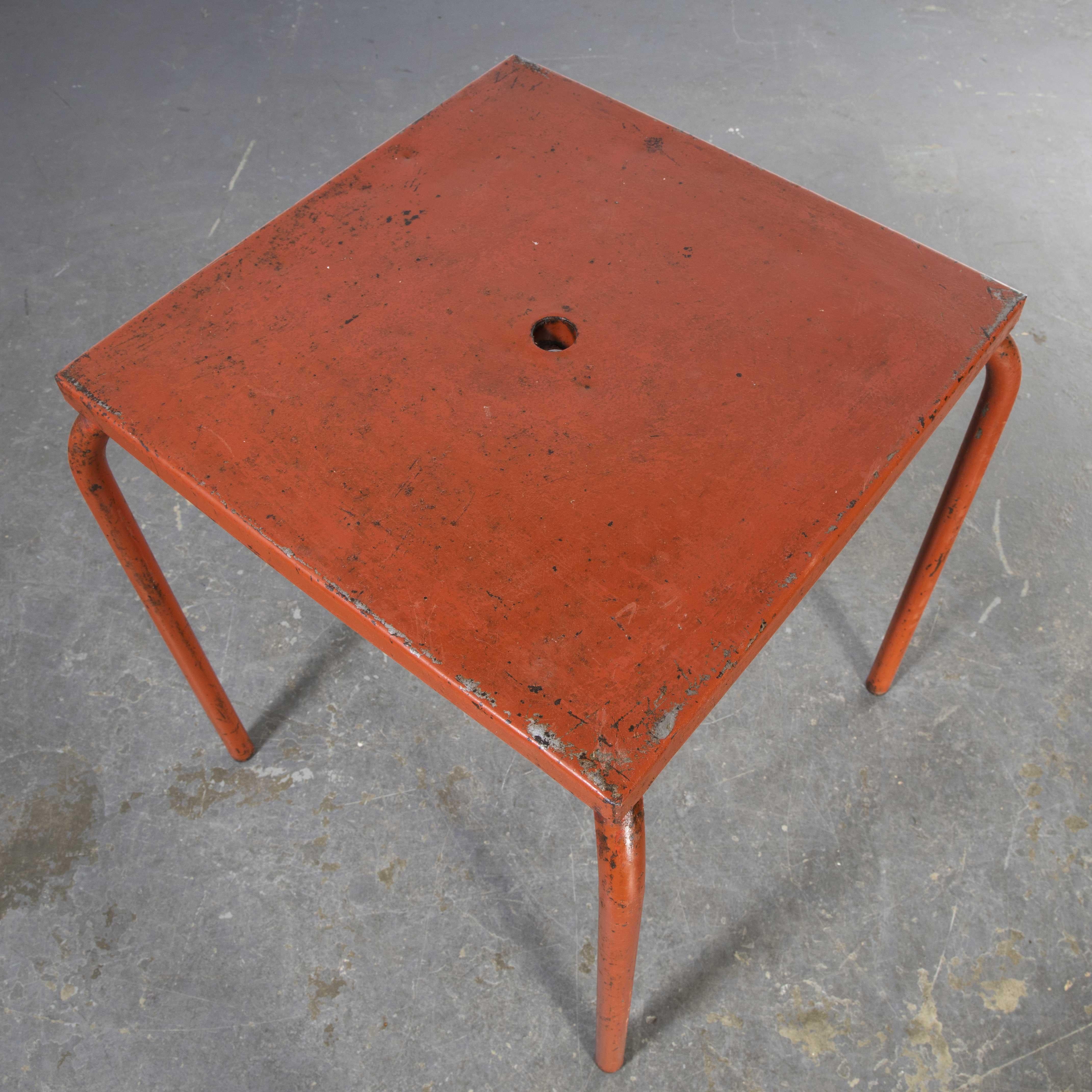 1950's French Metal Garden Table Red 'Model 836.1' 2