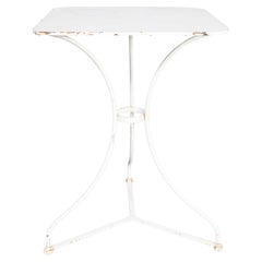 Vintage 1950's French Metal Square Outdoor Small Gueridon Table