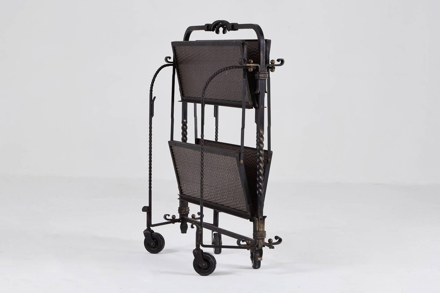 1950s French Wrought Iron and Brass Metamorphic Trolley For Sale 2