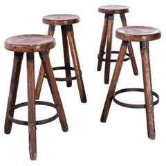 1950's French Mid Century Brutalist Stools, Set of Four