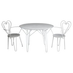 Vintage 1950's French Mid-Century Mathieu Mategot Garden Table and Heart Chairs