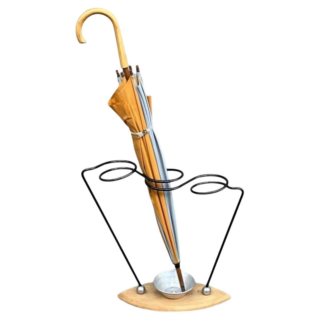 1950s French Mid Century Modern Carl Aubock Inspired Minimalist Umbrella Holder en venta