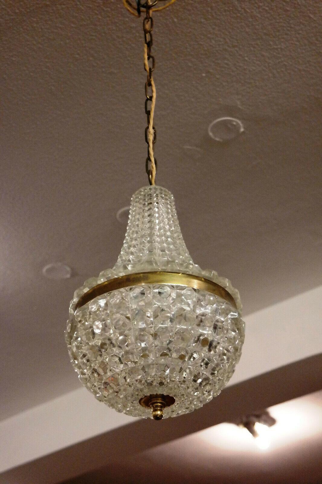 1950s French Mid Century Modern Formed Art Glass Chandelier - Unmarked Baccarat For Sale 5