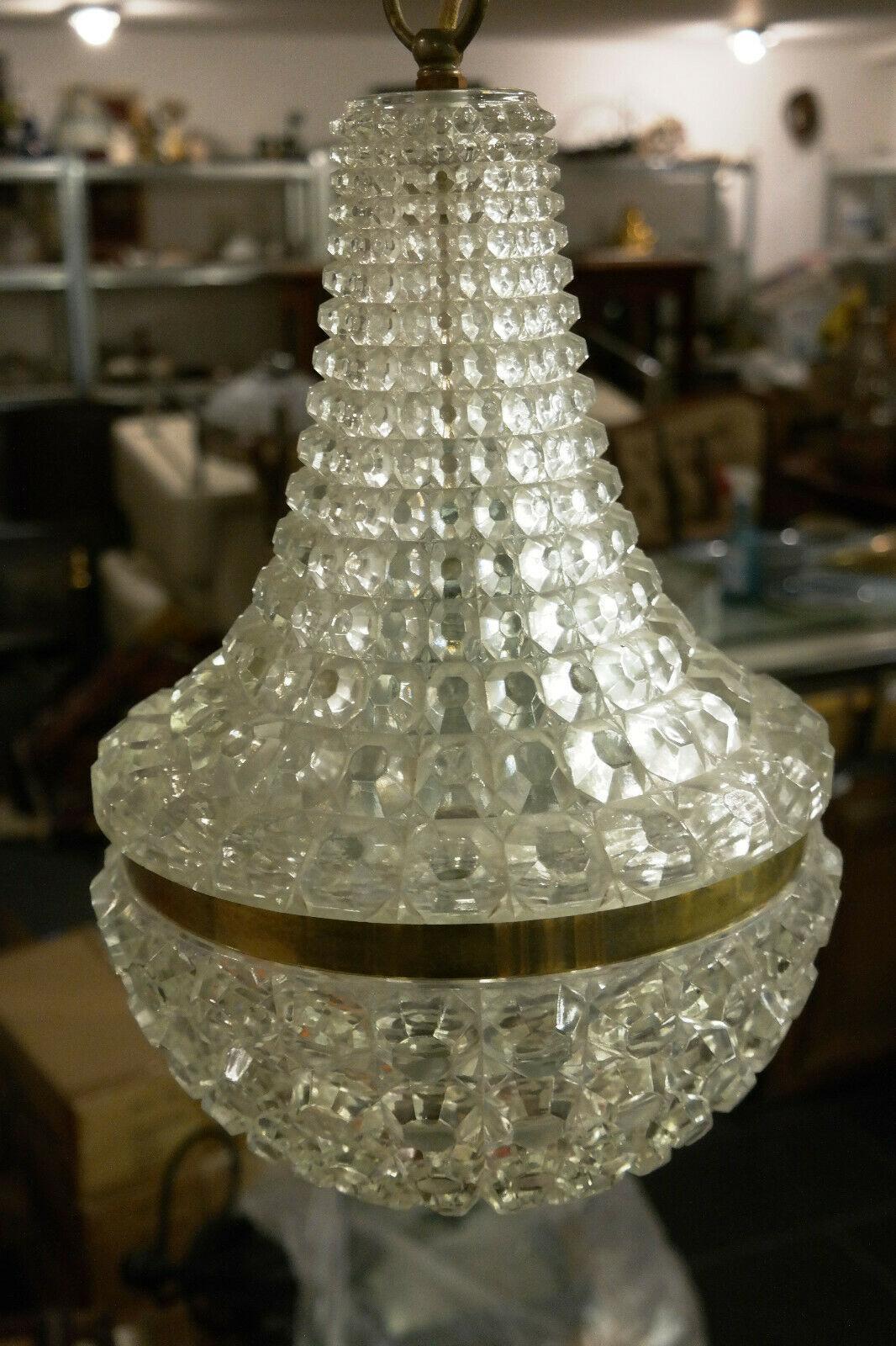 1950s French Mid Century Modern Formed Art Glass Chandelier - Unmarked Baccarat  For Sale 6