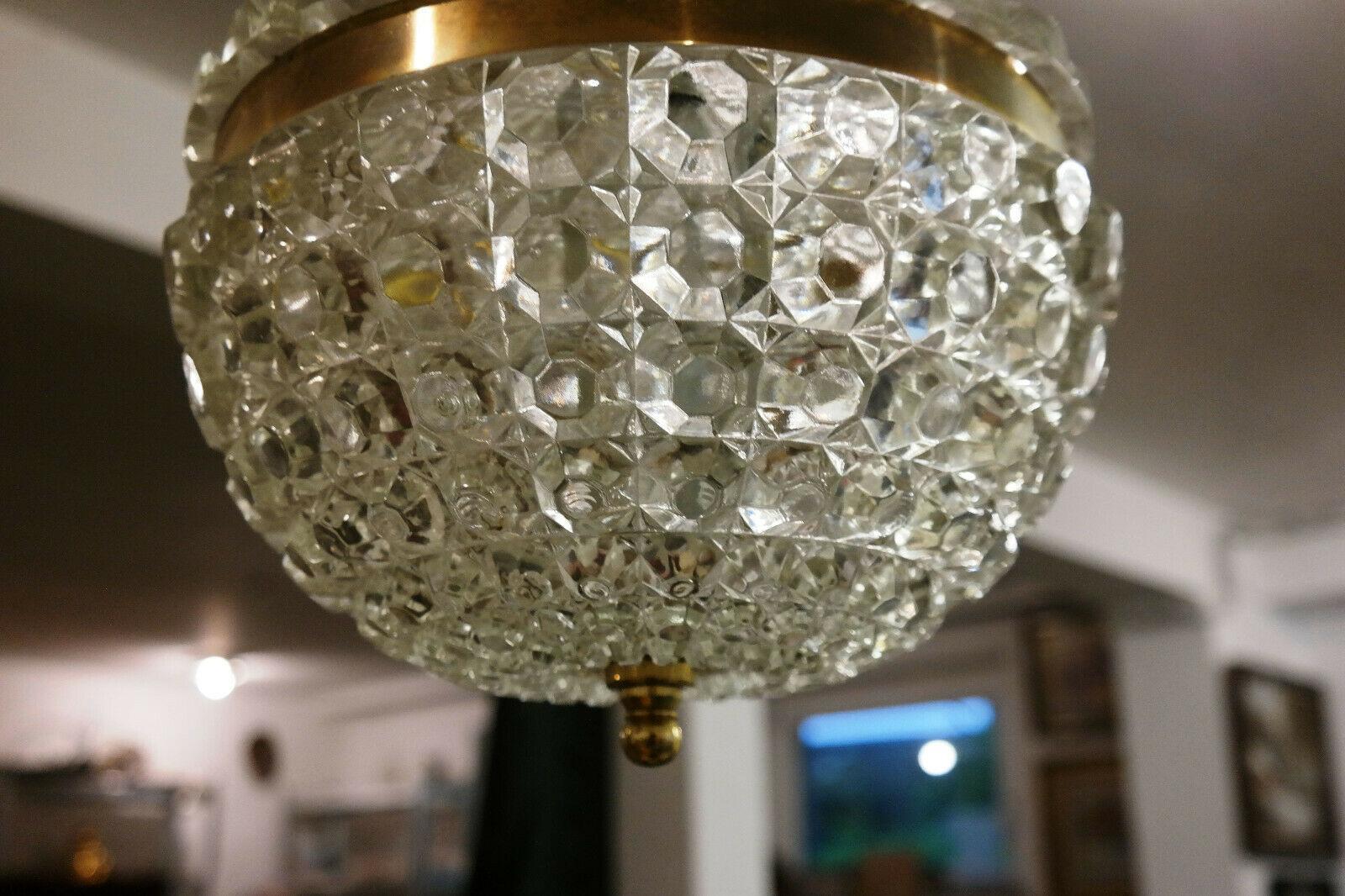 1950s French Mid Century Modern Formed Art Glass Chandelier - Unmarked Baccarat  For Sale 1