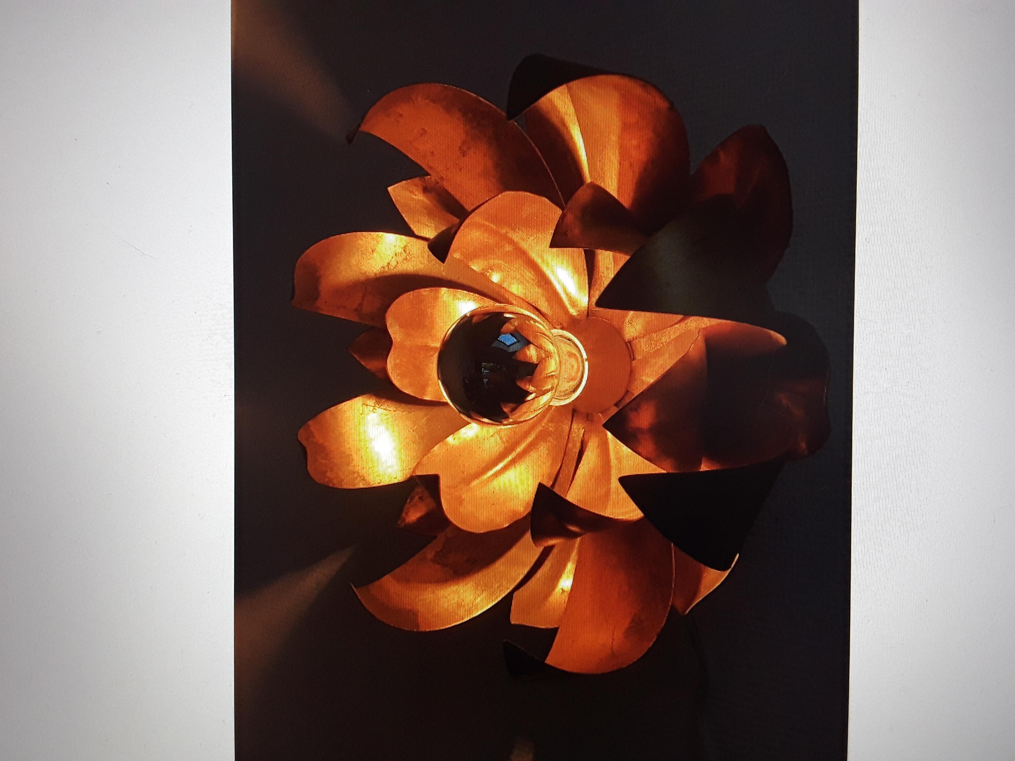 Mid-Century moderno Lampada da incasso a soffitto francese del 1950, metà del secolo scorso, con fiori in fiore e dorati in vendita