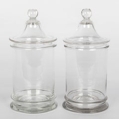 1950s French Mid-Century Modern Glass Apothecary Jar Pair