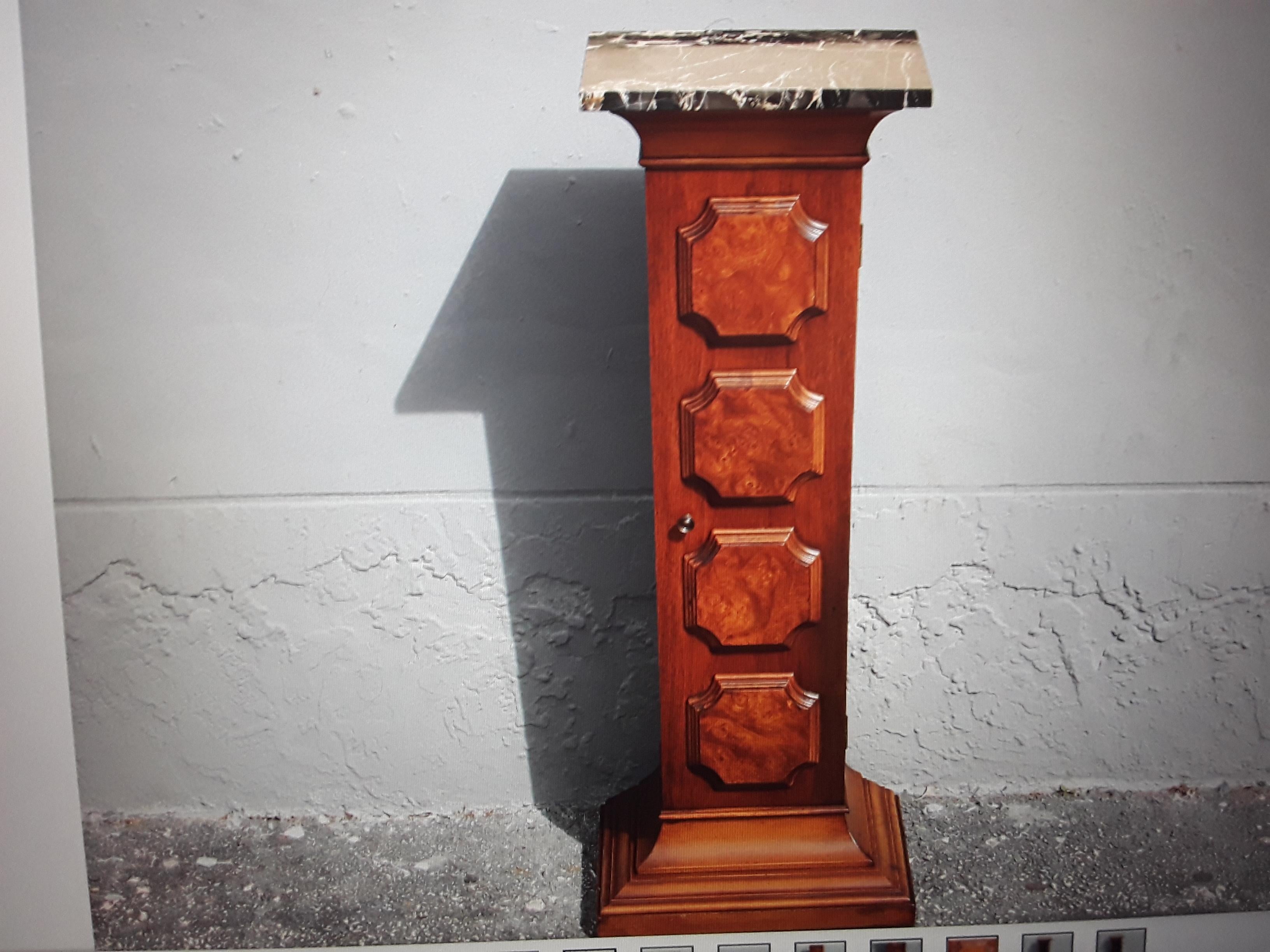 1950's French Mid Century Modern Portor Marble Top - Storage Pedestal For Sale 4