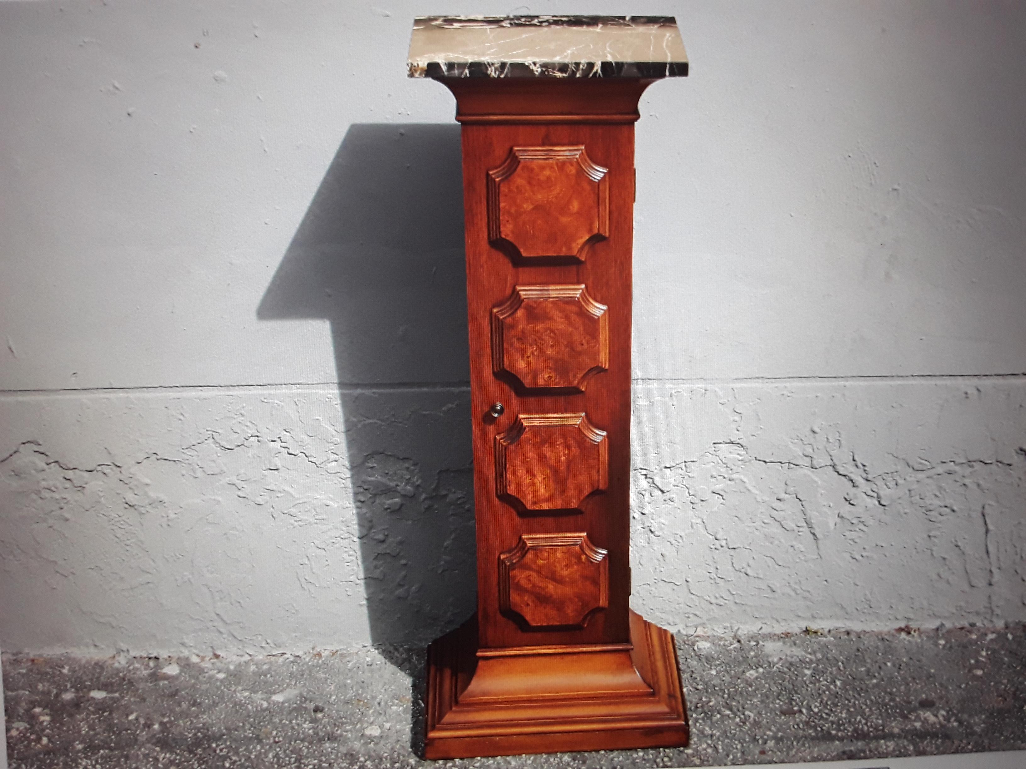 1950's French Mid Century Modern Portor Marble Top - Storage Pedestal For Sale 5