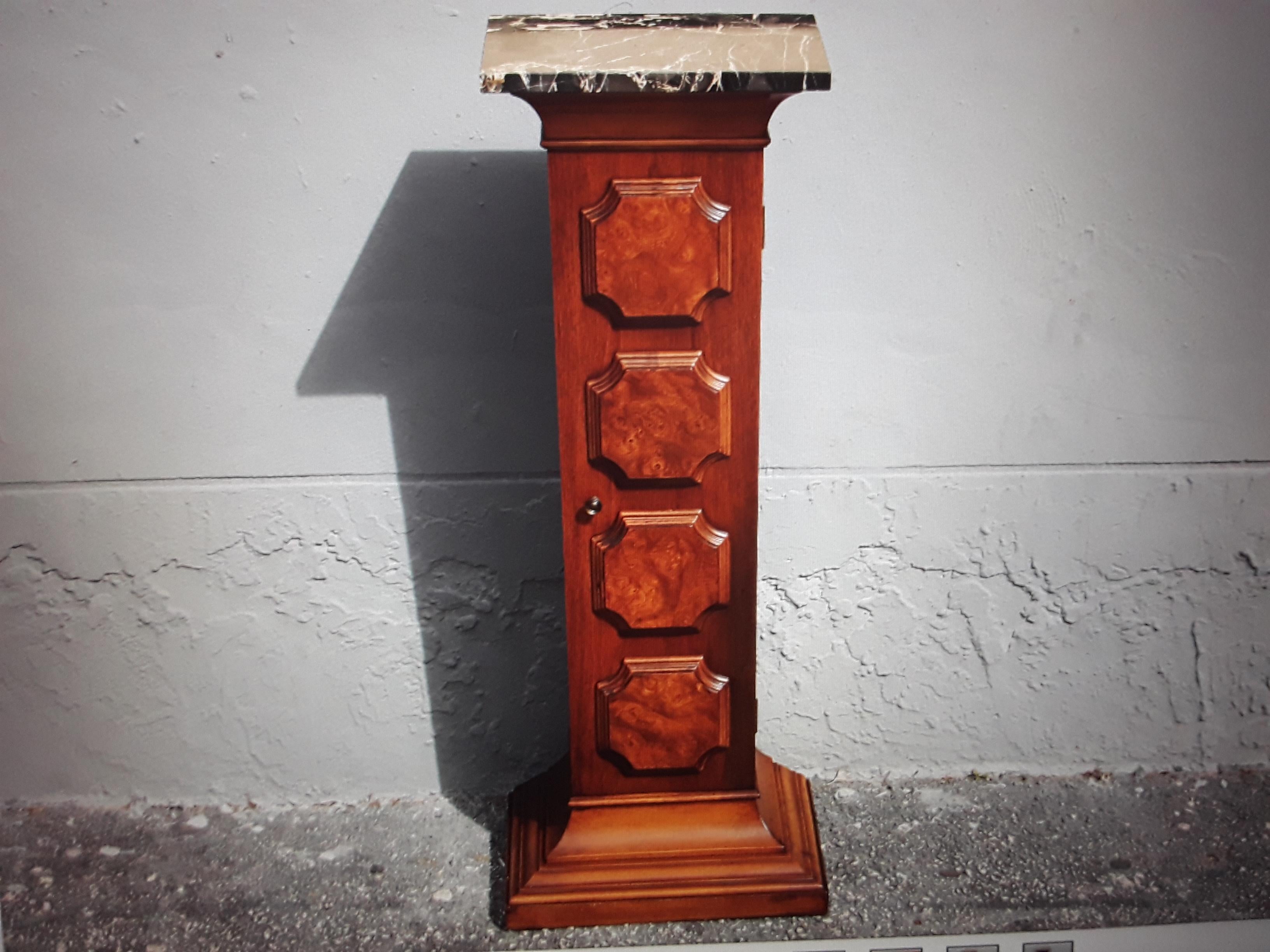 1950's French Mid Century Modern Portor Marble Top - Storage Pedestal For Sale 6