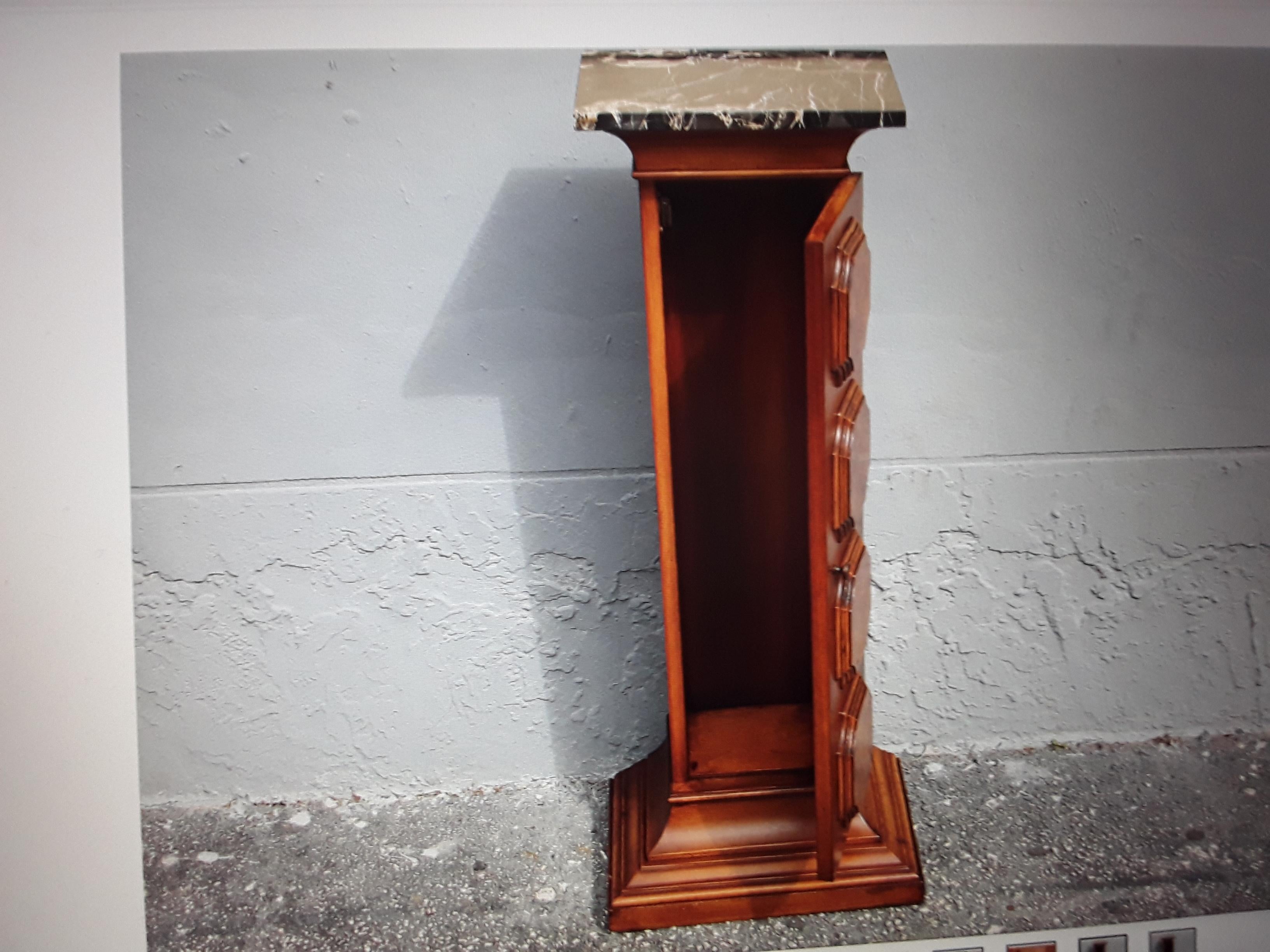 1950's French Mid Century Modern Portor Marble Top - Storage Pedestal In Good Condition For Sale In Opa Locka, FL