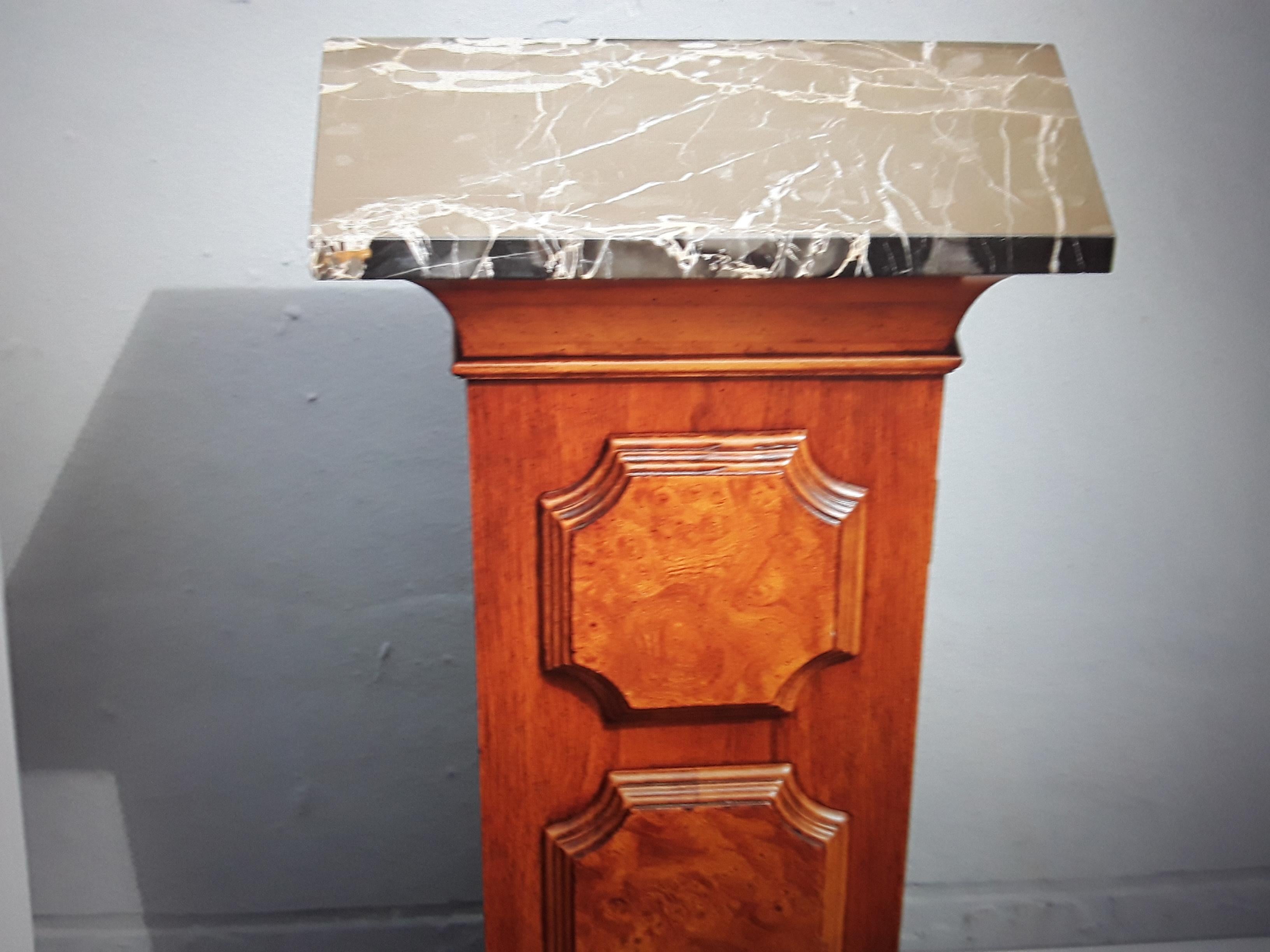 1950's French Mid Century Modern Portor Marble Top - Storage Pedestal For Sale 3