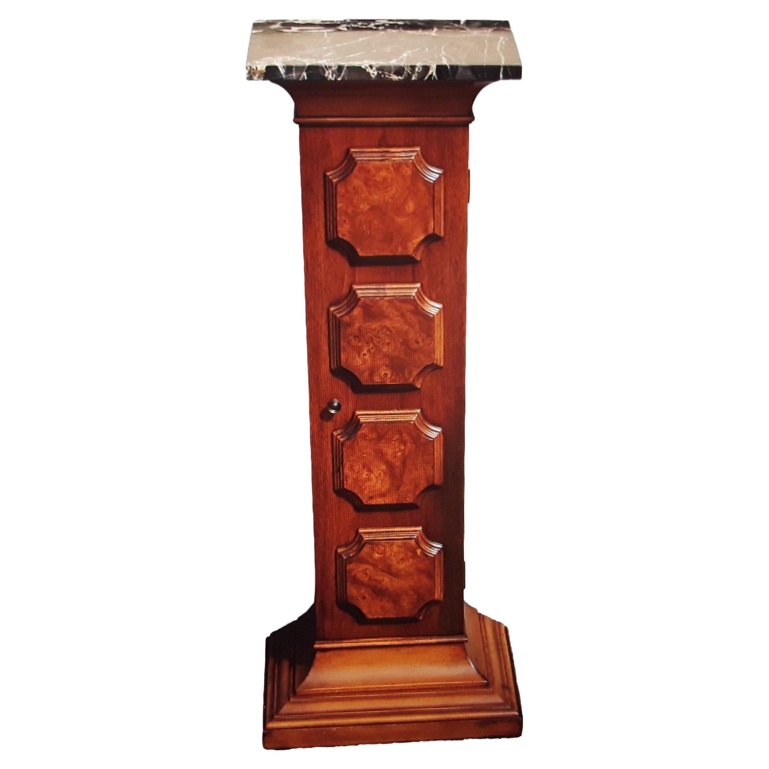 1950's French Mid Century Modern Portor Marble Top - Storage Pedestal For Sale