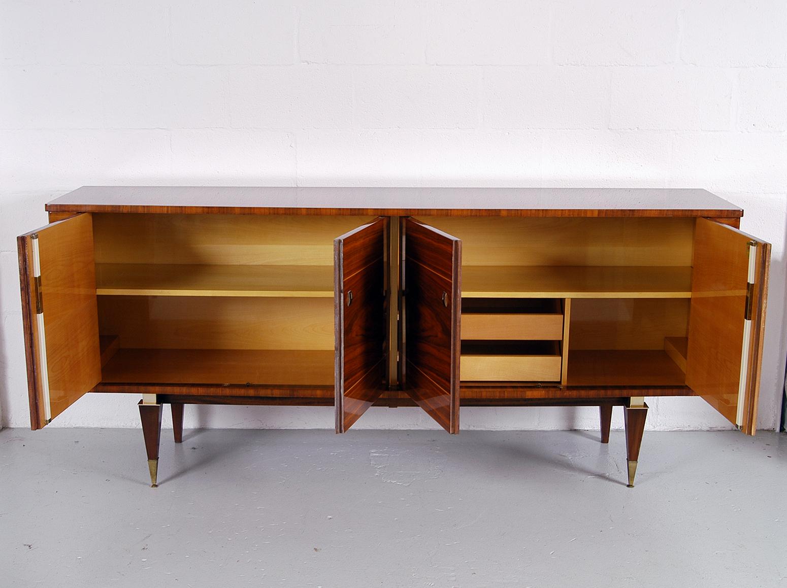 1950s French Midcentury Bowfront Sideboard in Lacquered Birch Boxwood Hardwood 5