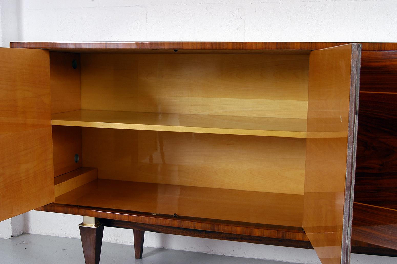 1950s French Midcentury Bowfront Sideboard in Lacquered Birch Boxwood Hardwood 6