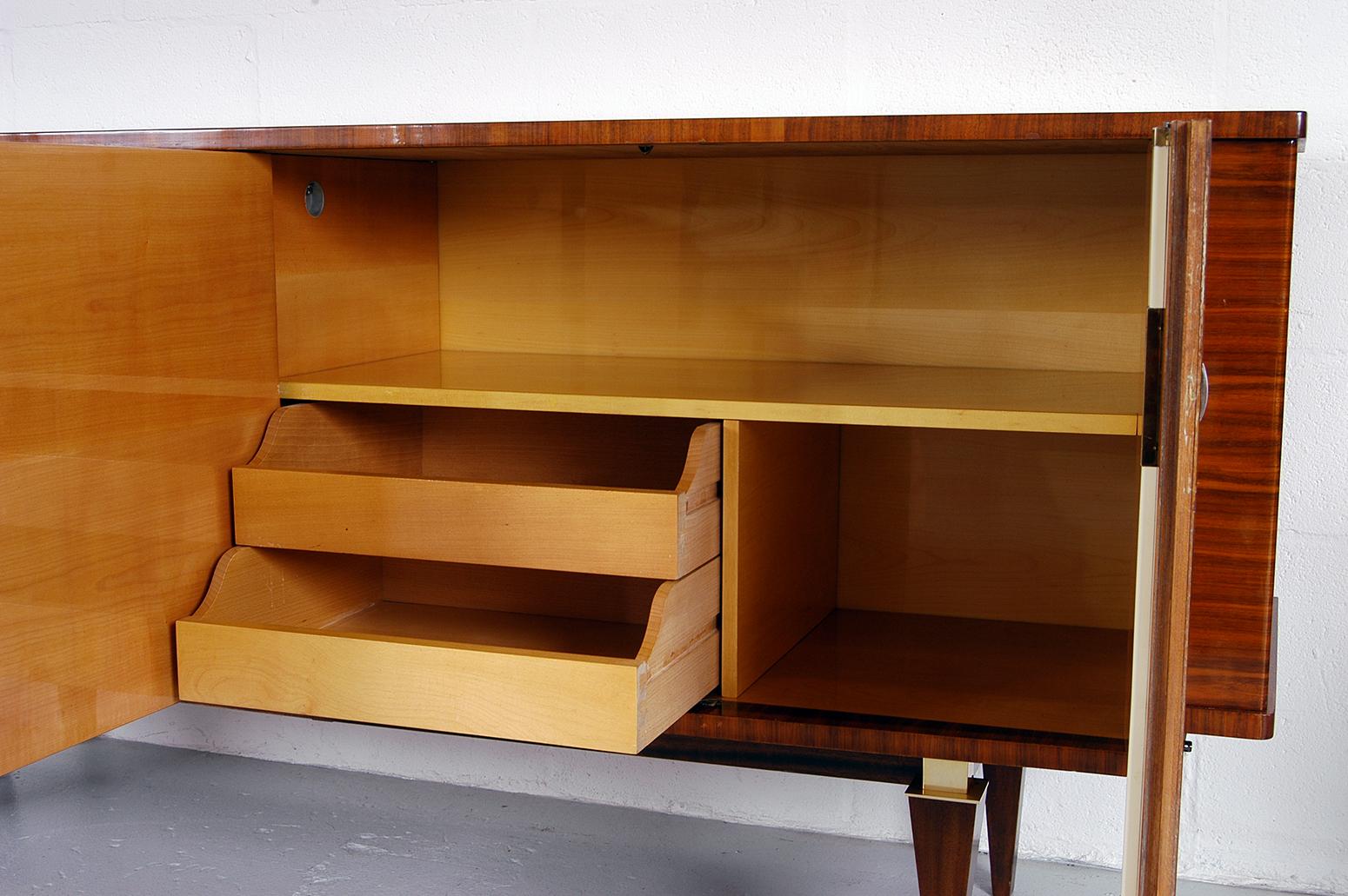 1950s French Midcentury Bowfront Sideboard in Lacquered Birch Boxwood Hardwood 7