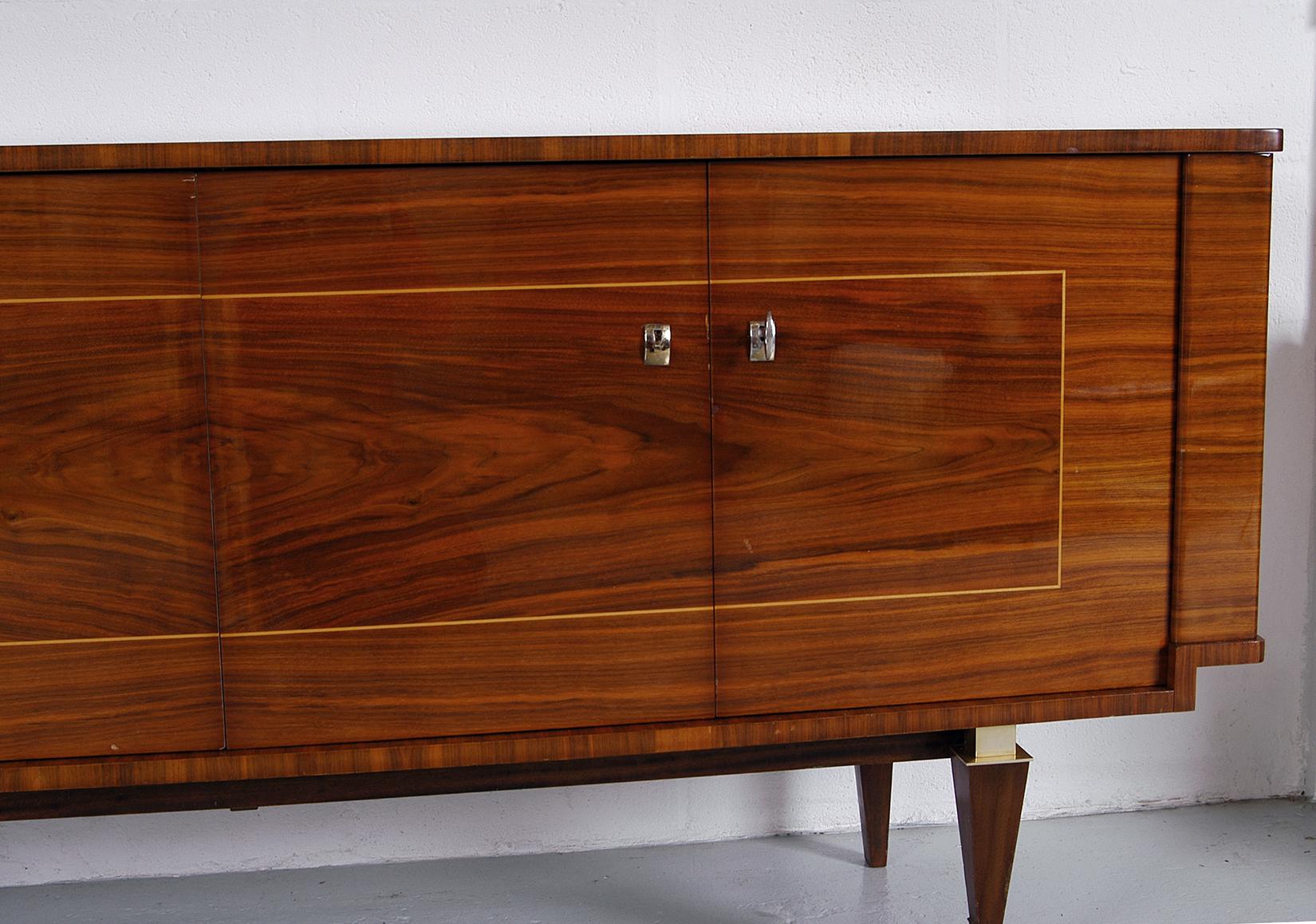 20th Century 1950s French Midcentury Bowfront Sideboard in Lacquered Birch Boxwood Hardwood