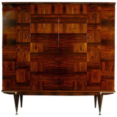 1950s French Midcentury Modern Rio Rosewood Palisander Fitted Cabinet Credenza