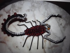 1950's French Modernist Black Iron with Crystal Scorpion Wall Sculpture/ Sconce