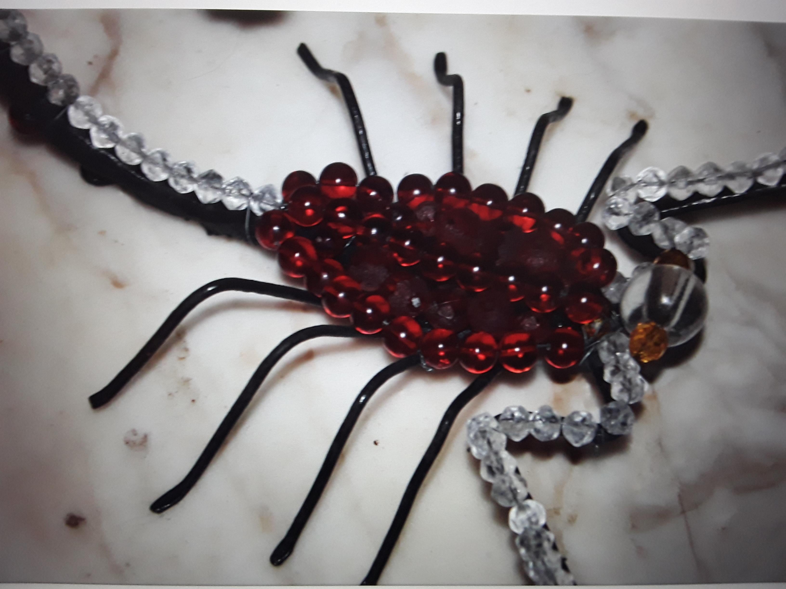 1950's French Modernist Black Iron with Crystal Scorpion Wall Sculpture/ Sconce For Sale 2