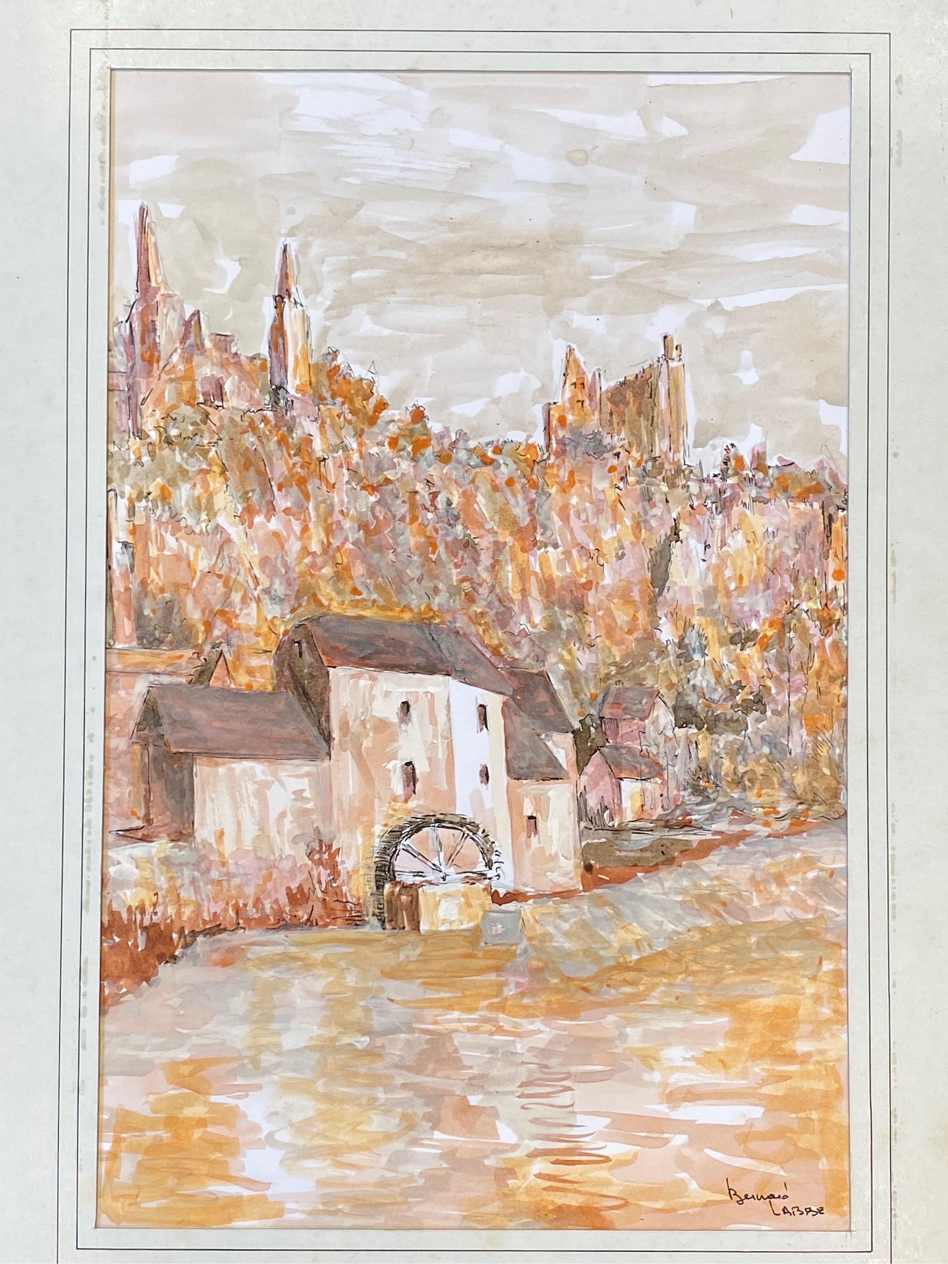 French Landscape
by Bernard Labbe (French mid-20th century)
Signed original watercolour/ gouache painting on artist paper , mounted on card, unframed
Size: 15.75 x 12 inches
Condition: very good and ready to be enjoyed. 

Provenance: the