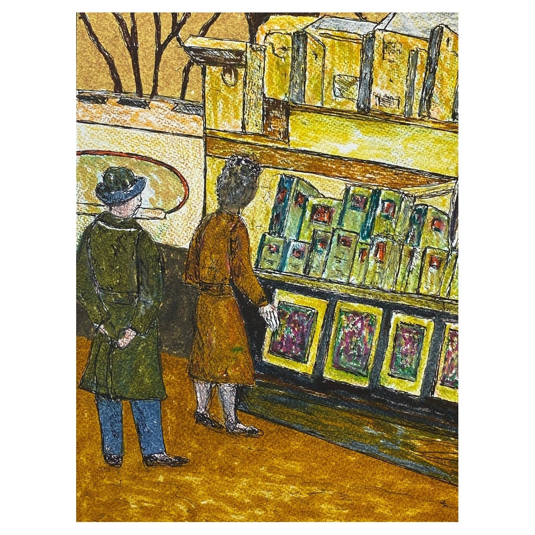 1950er Jahre Französisch Modernist / Kubist Gemälde signiert, Pariser Marktstand