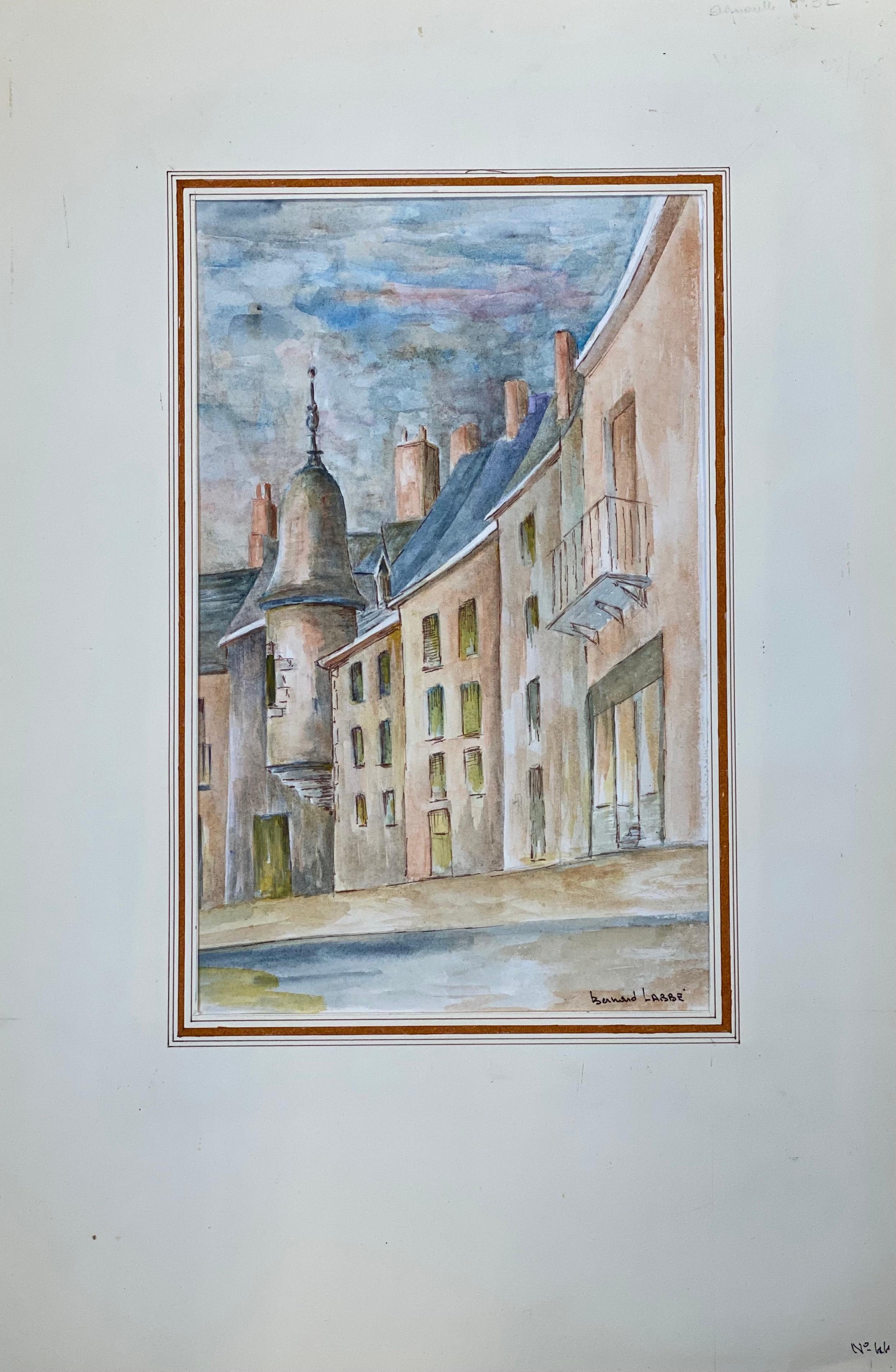 Tall French Landscape
by Bernard Labbe (French mid 20th century)
signed original watercolour/ gouache painting on paper, unframed
size: 18.5 x 12.5 inches
condition: very good and ready to be enjoyed. 

provenance: the artists atelier/ studio,