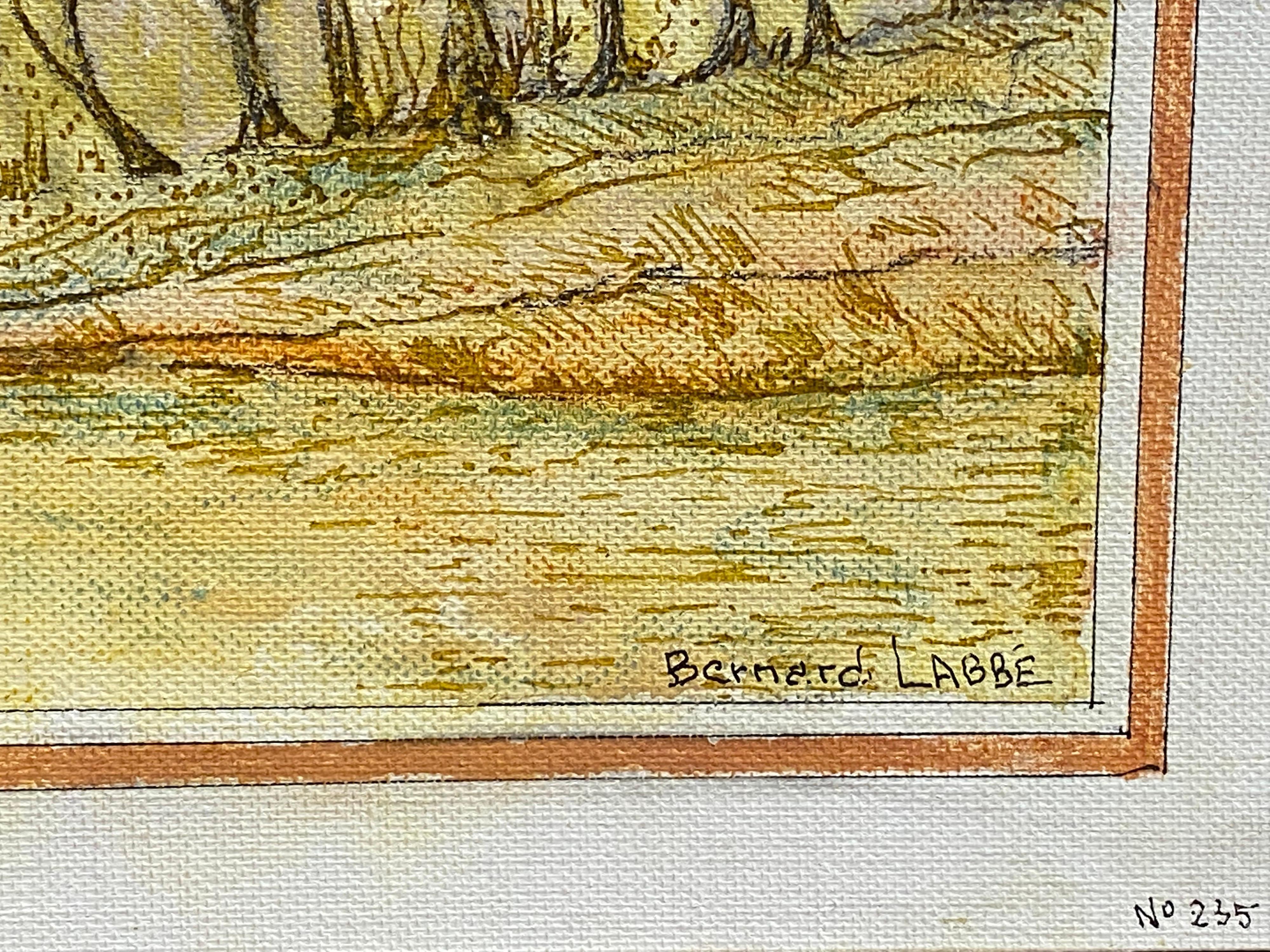Other 1950's French Modernist/ Cubist Painting Signed, Woodland over Lake For Sale