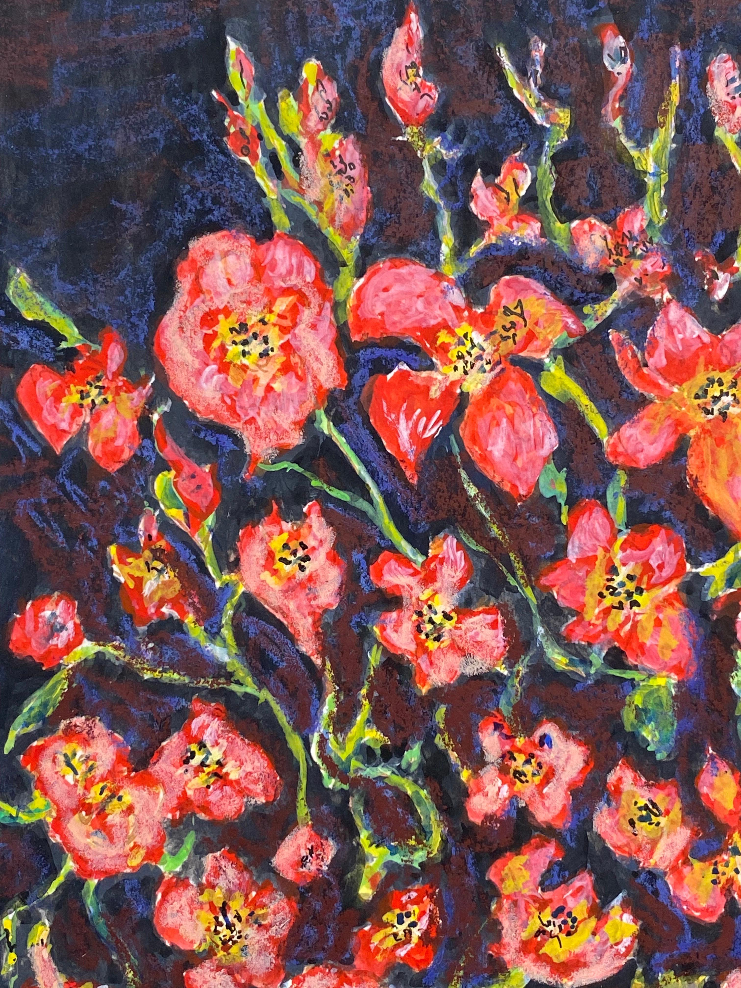 Peinture moderniste/ cubiste française des années 1950 signée, magnifiques fleurs dans un vase Excellent état - En vente à Cirencester, GB