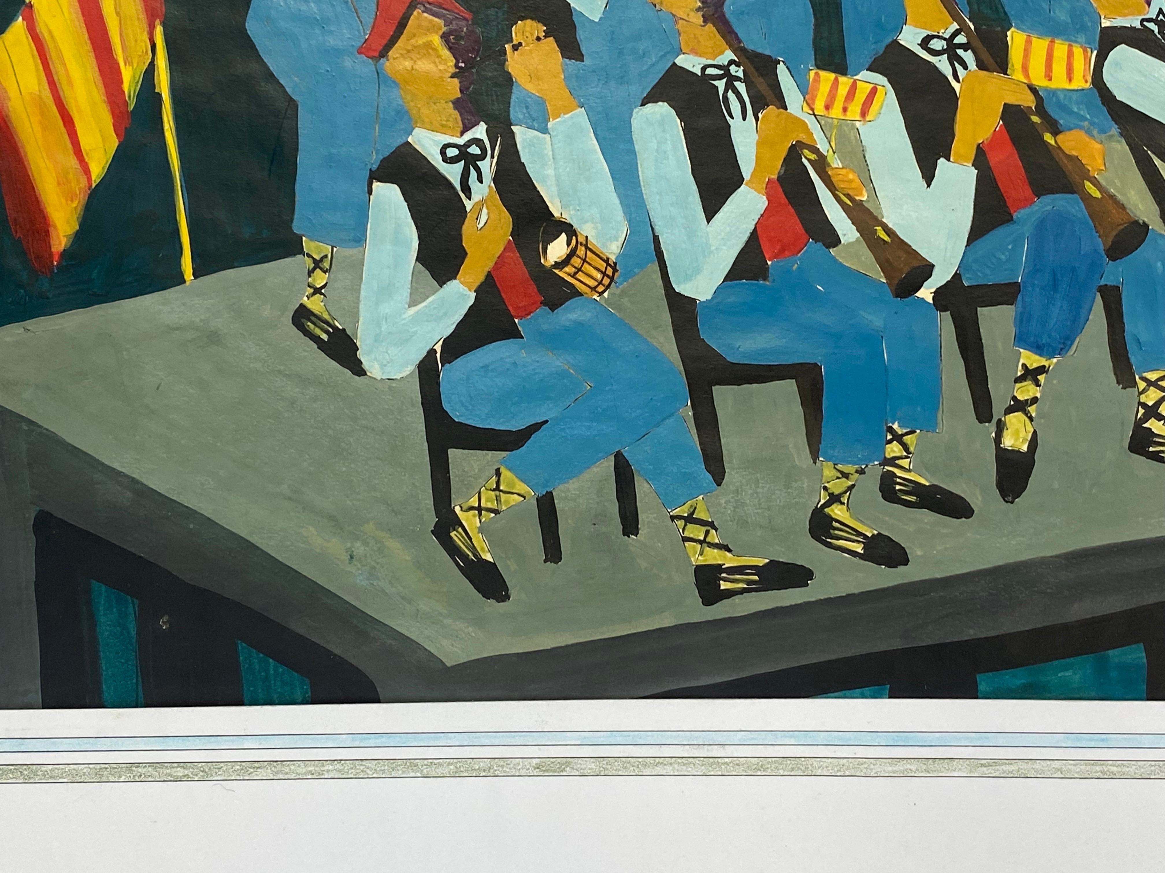 Dipinto Quadro firmato modernista/cubista francese degli anni '50, banda jazz stravagante in vendita