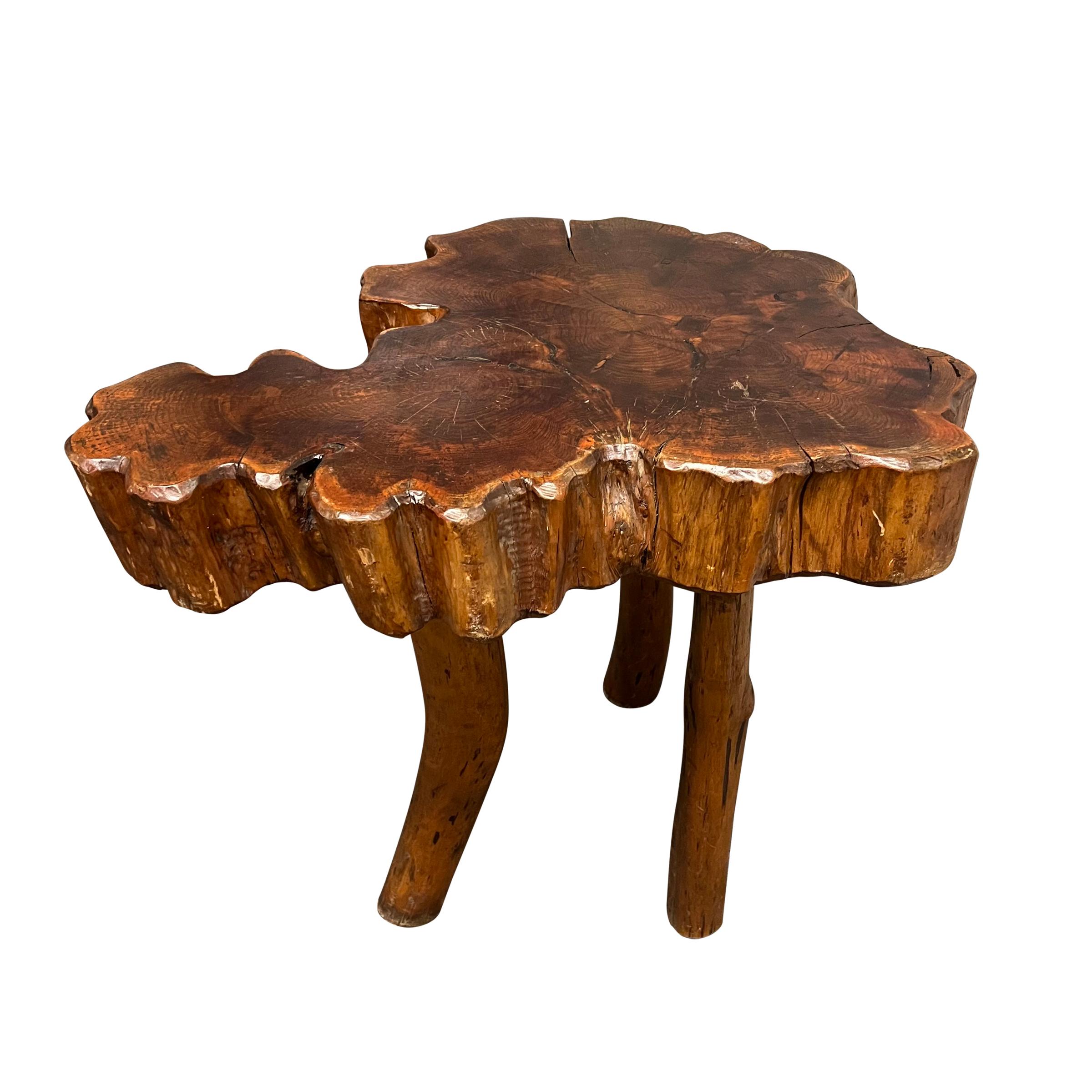 1950s French Modernist Live Edge Burl Table In Good Condition For Sale In Chicago, IL