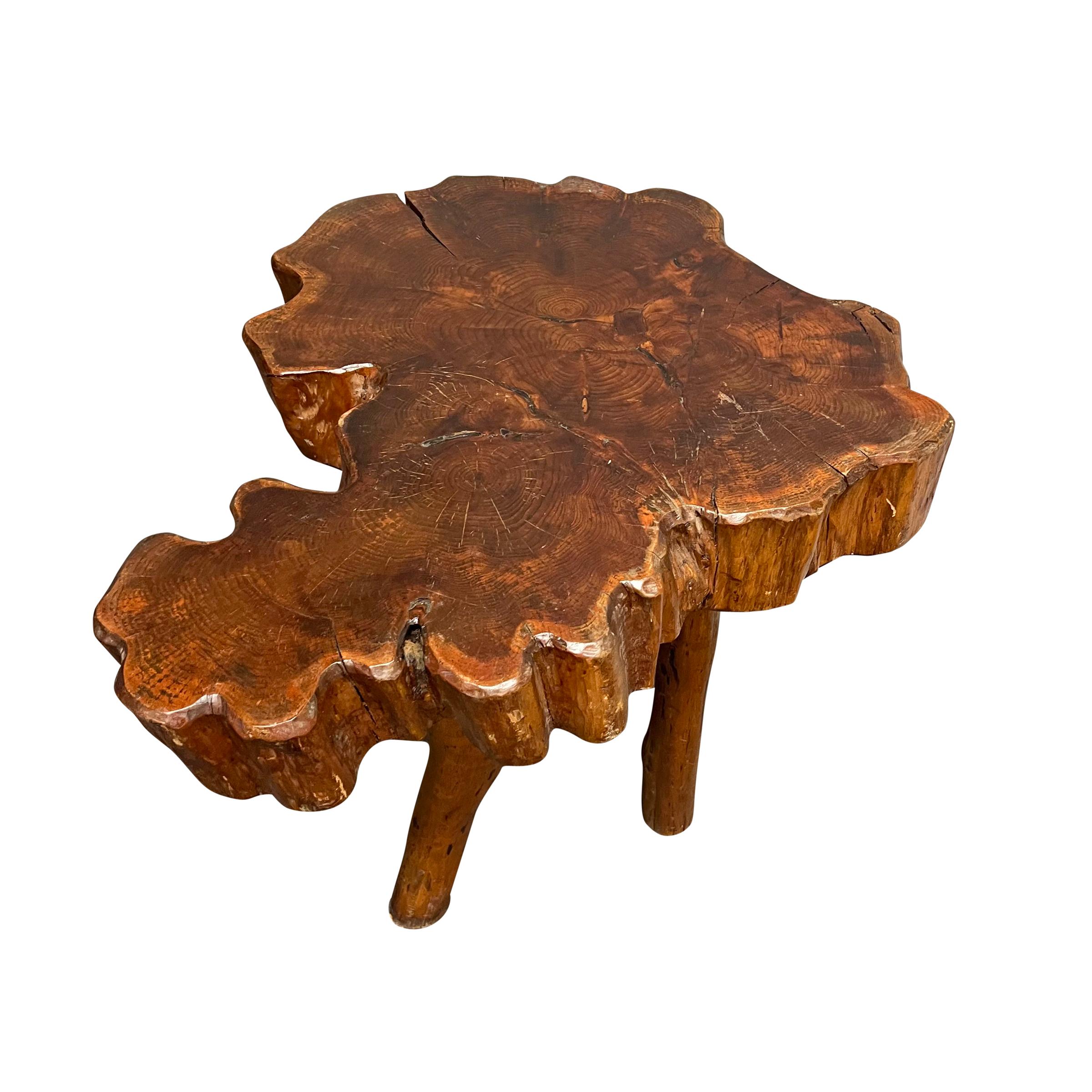 Mid-20th Century 1950s French Modernist Live Edge Burl Table For Sale