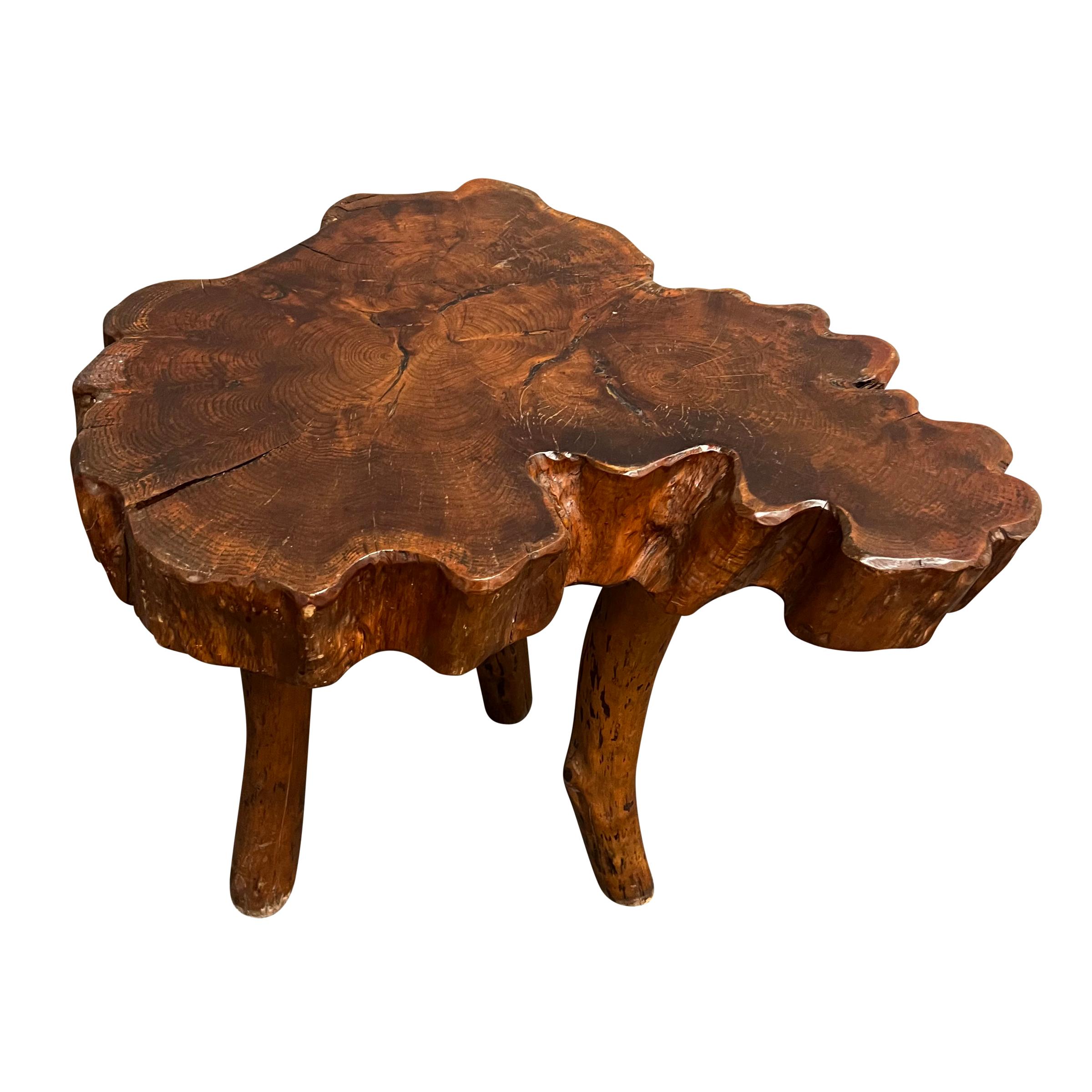 1950s French Modernist Live Edge Burl Table For Sale 1