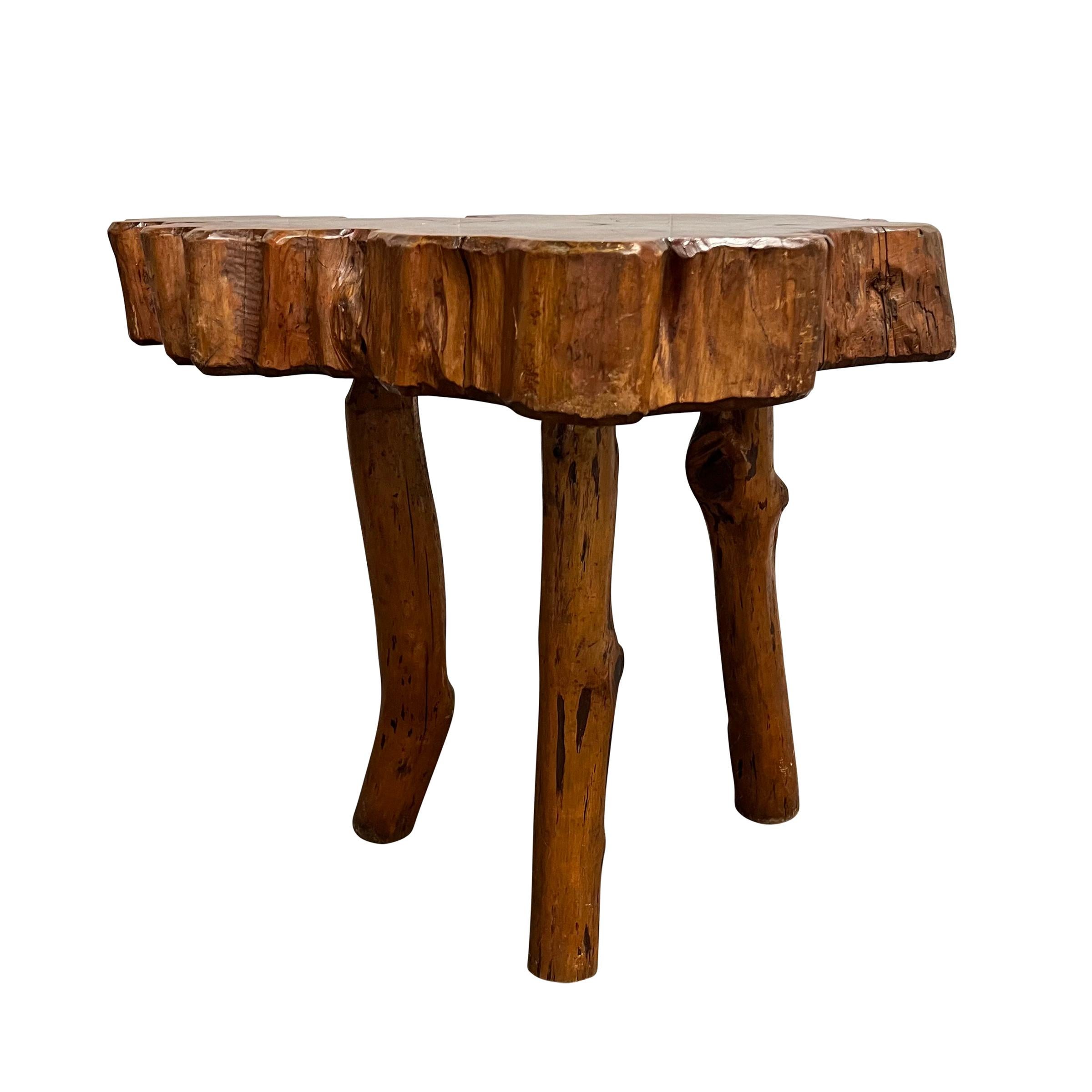 1950s French Modernist Live Edge Burl Table For Sale 2