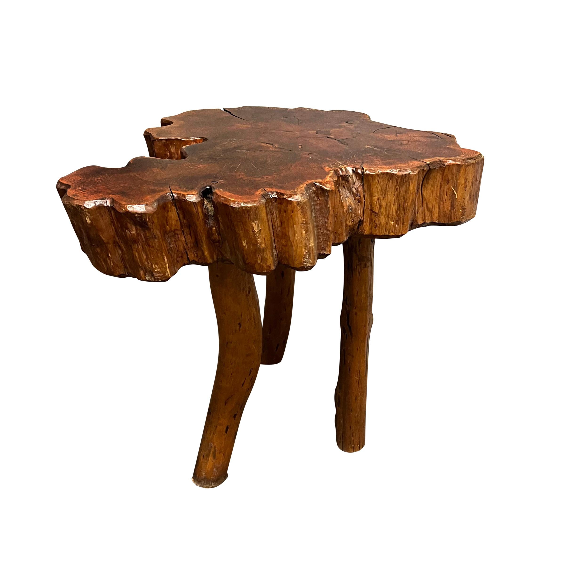 1950s French Modernist Live Edge Burl Table For Sale 3
