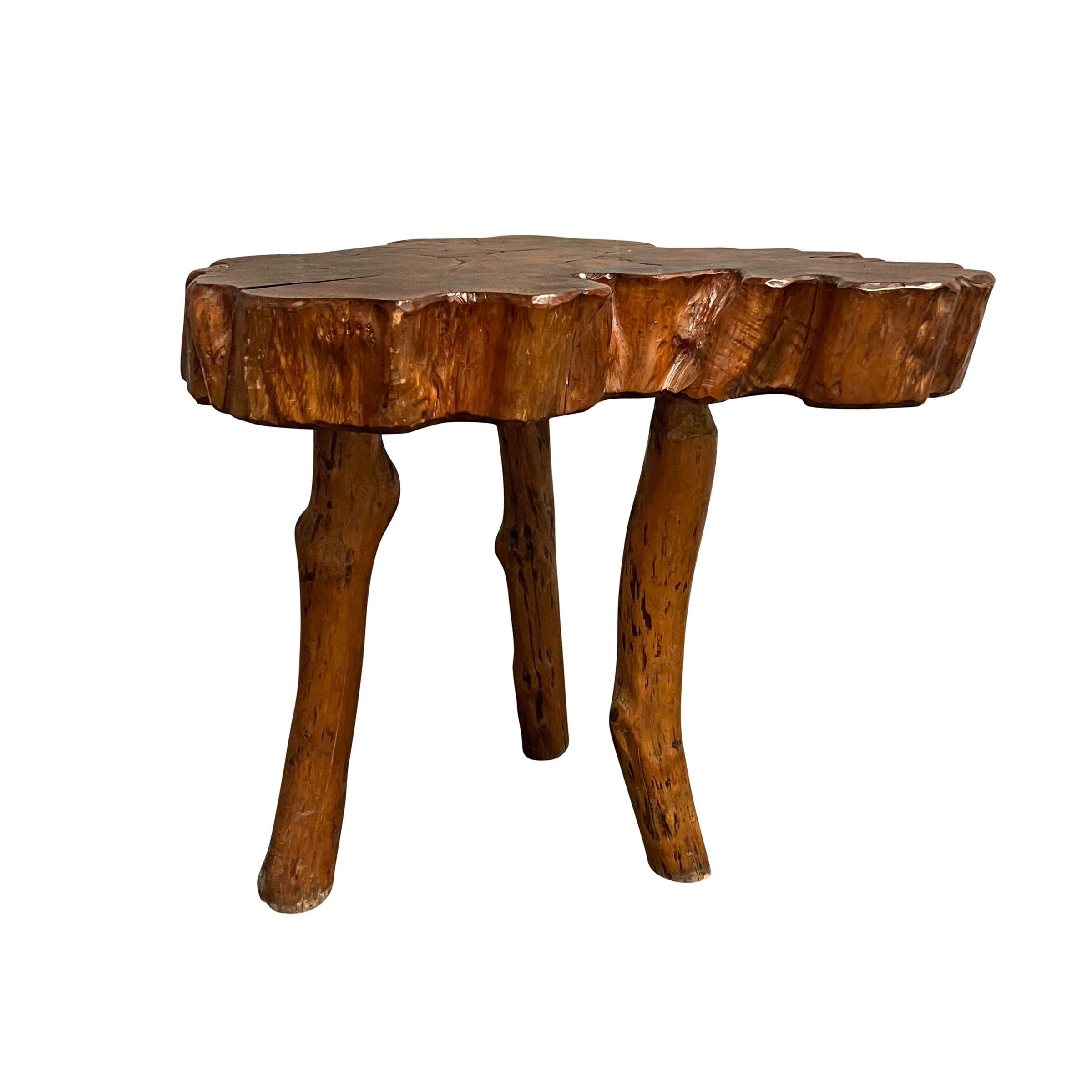 1950s French Modernist Live Edge Burl Table For Sale 4