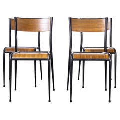 1950's French Mullca Black Tapered Leg School Dining Chairs, Set of Four
