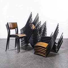 Sillas de Comedor Escolares Francesas Mullca de Pata Cónica Negras Años 50, Varias Cantidades