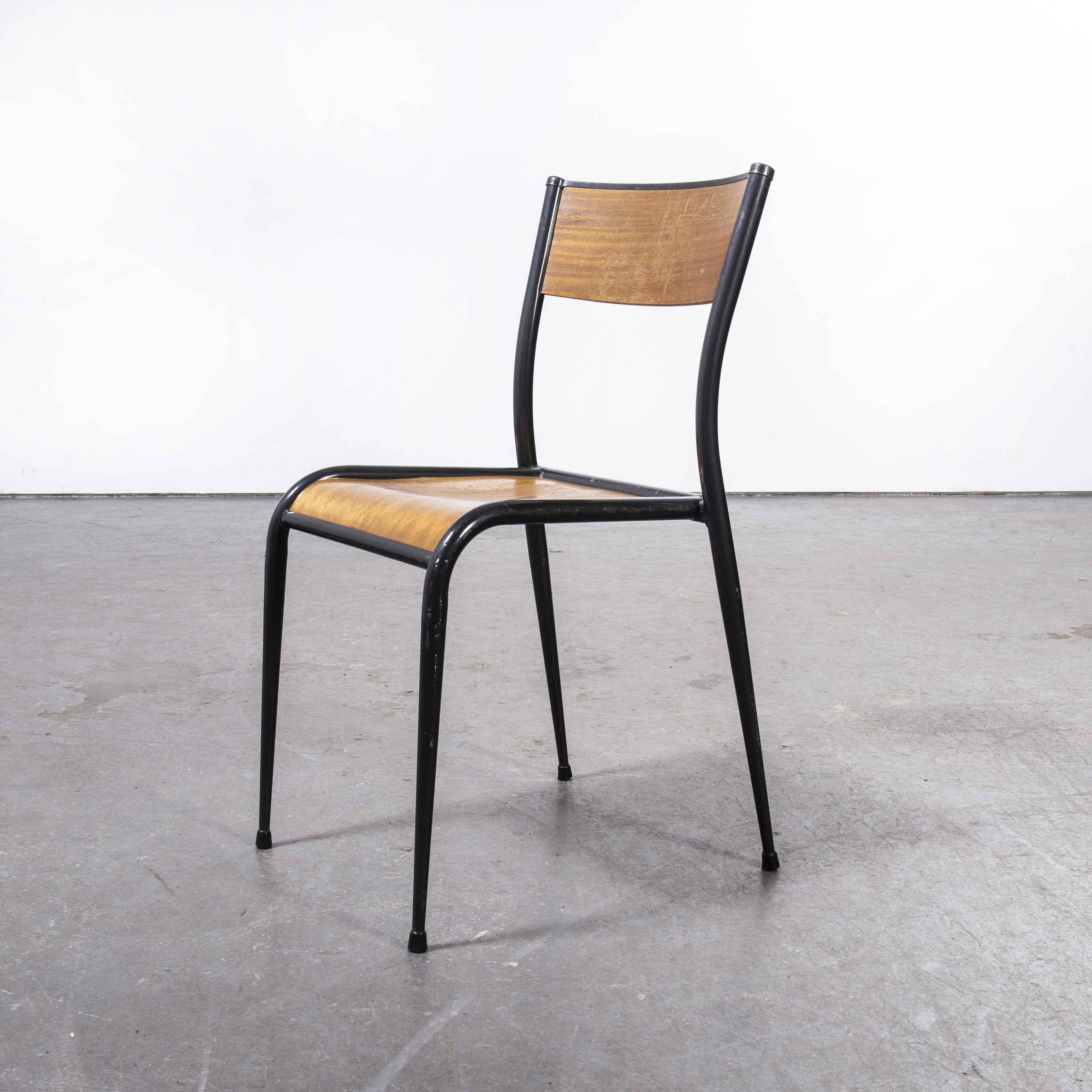 Mid-20th Century 1950's French Mullca Black Tapered Leg School Dining Chairs, Various Quantities For Sale