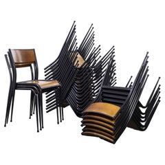1950's French Mullca Black Tapered Leg School Dining Chairs, Various Quantities