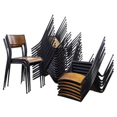 Retro 1950's French Mullca Black Tapered Leg School Dining Chairs, Various Quantities