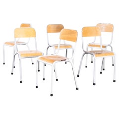 1950
s French Mullca D Back Light Grey Dining Chairs - Set Of Six